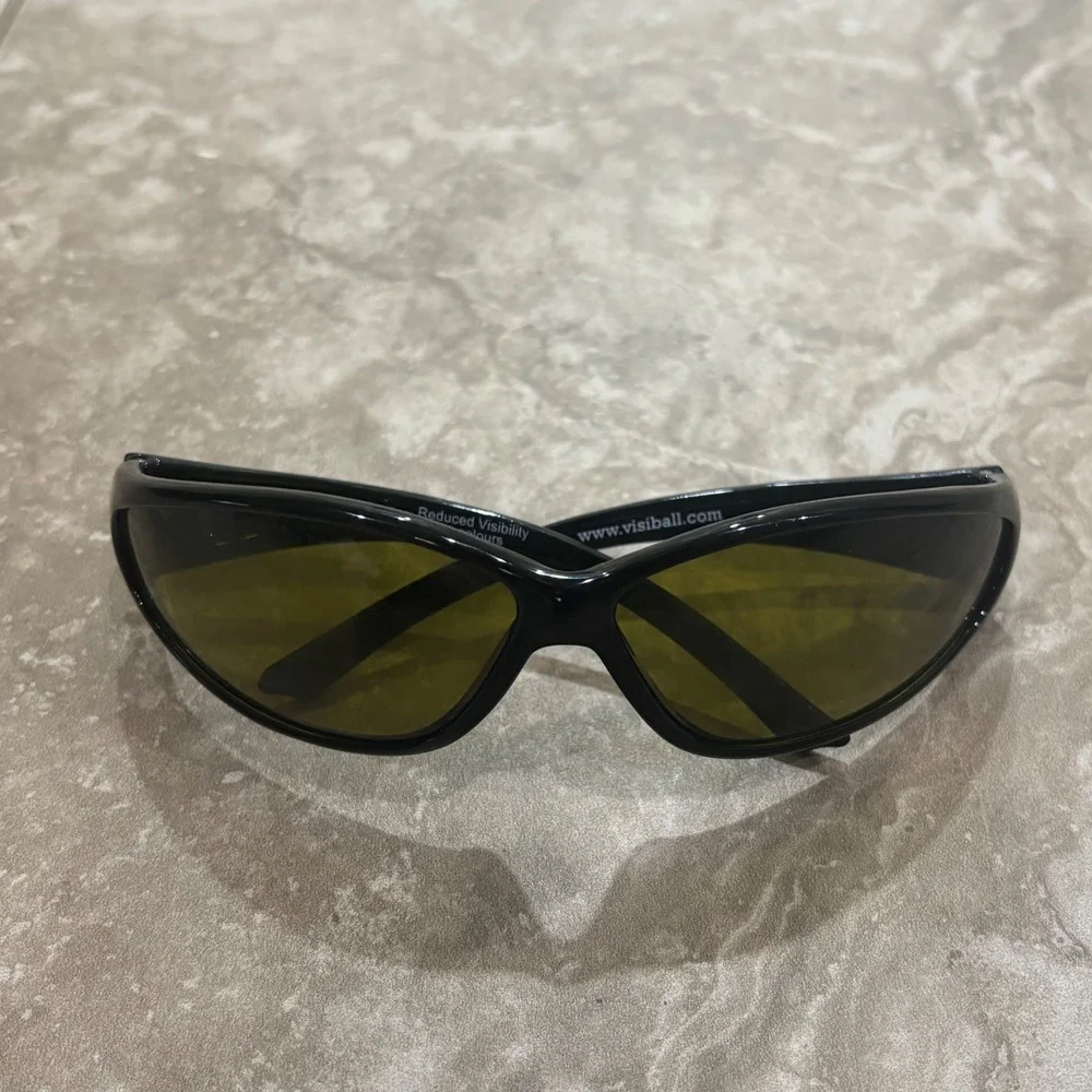 Visiball Golf Ball Finder Sunglasses Mens Black Wrap Around Yellow Tint Lenses
